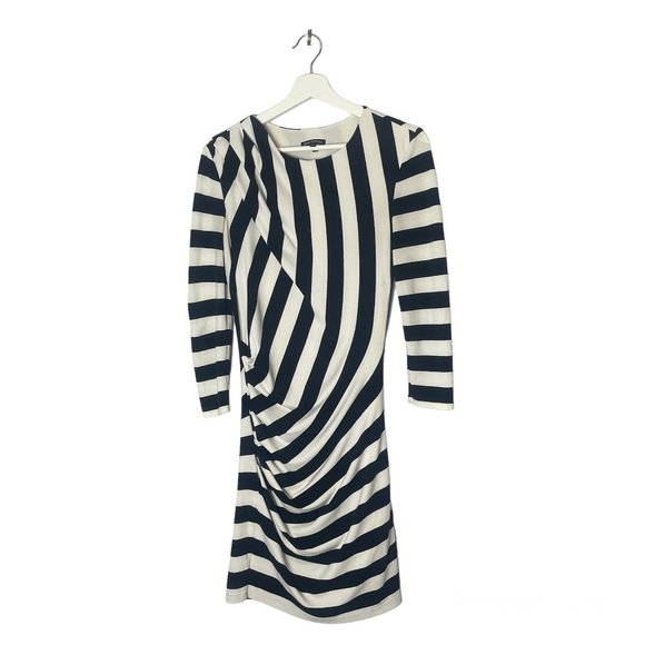 Juicy Couture Promenade Stripe ¾ Sleeve Dress Size Small Y2K Print Party - Picture 5 of 14